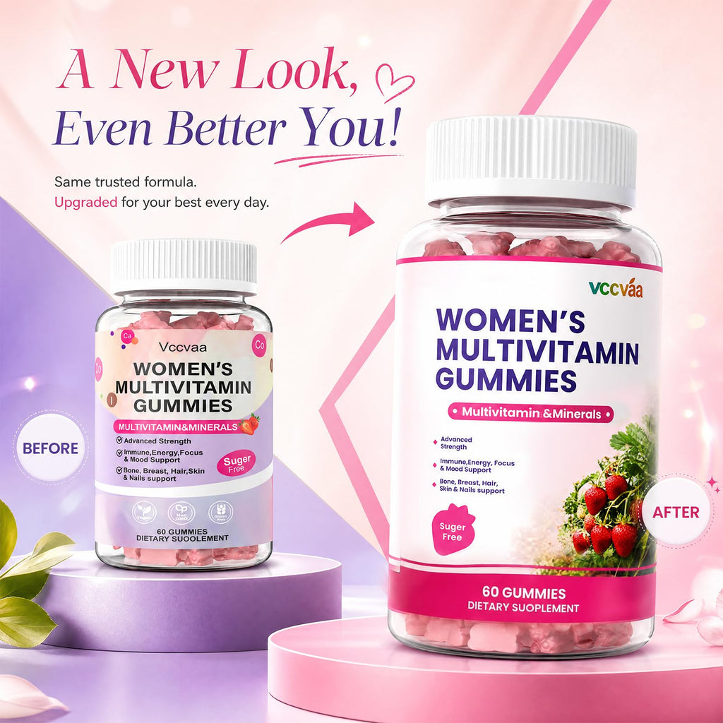 Sugar Free Multivitamin Gummies for Women 14+ with Iron, Inositol, Folate, Vitamins A C D3 E B12 K2, Herbal & Mineral Blend, Daily Vegan Gummy for Hair, Skin, Energy, Immune Support – 60 Count