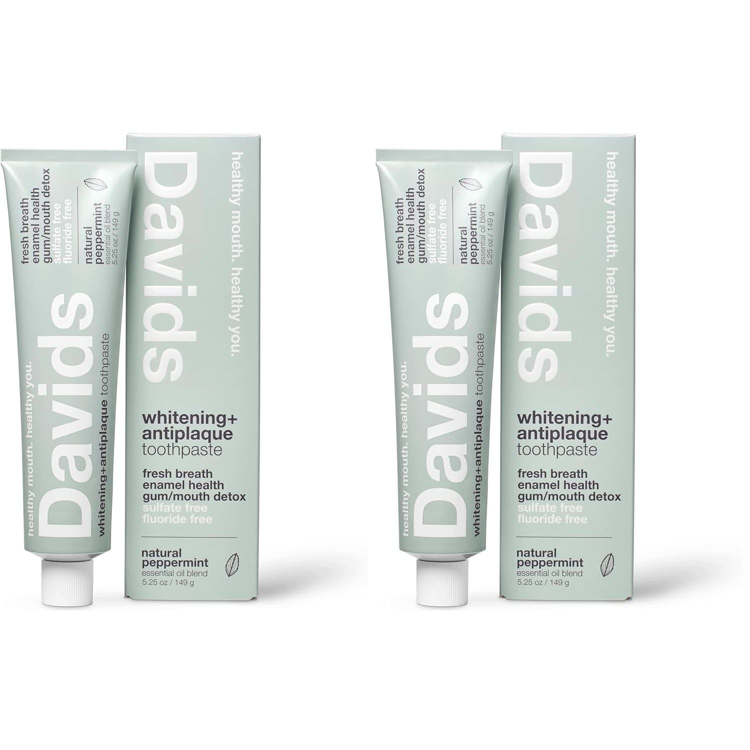 Buy now Davids Fluoride Free Toothpaste, Teeth Whitening, Antiplaque, SLS (Sulfate) Free, Promotes Enamel Health, Mouth & Gum Detox, EWG Verified, Peppermint, 5.25oz 5.25 Ounce (Pack of 2) Peppermint at indiglob india
