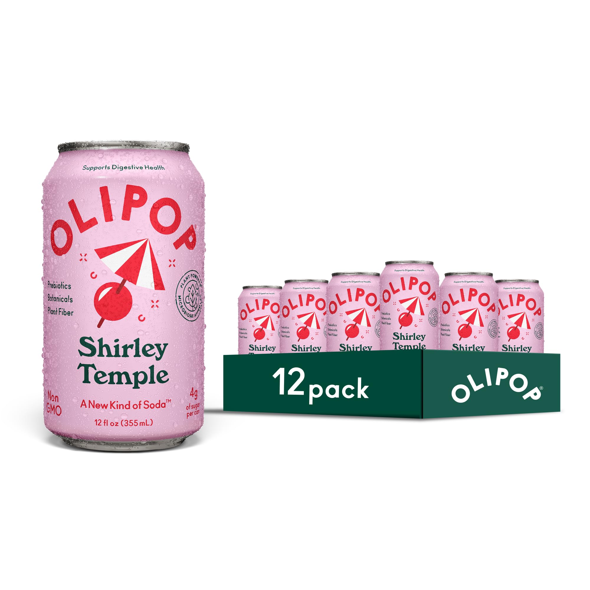 Buy now OLIPOP Prebiotic Soda Pop, SpongeBob Pineapple Paradise, Pantry Pack Packed with Prebiotics, Fiber, and Botanicals, Gluten Free, Vegan, GMO Free, 12oz Skinny Can (12-Cans) Shirley Temple at indiglob india