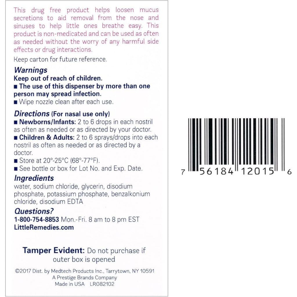 Buy now Little Remedies Saline Spray and Drops, Safe for Newborns, 0.5 fl oz at indiglob india