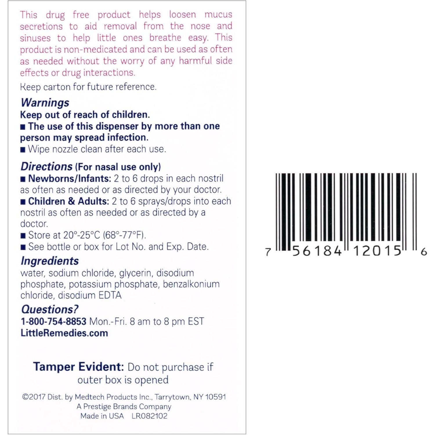 Buy now Little Remedies Saline Spray and Drops, Safe for Newborns, 0.5 fl oz at indiglob india
