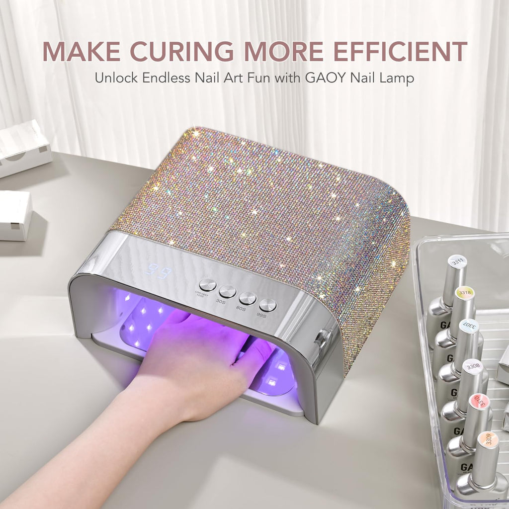 GAOY Professional UV Nail Lamp, Big Cavity Design for Long Nails, Diamond | Fast Curing Light, Infrared Sensor, Acrylic Polish, 3 Timer 30/60/99s, DIY at Home Salon, Gift for Women, Manicurist