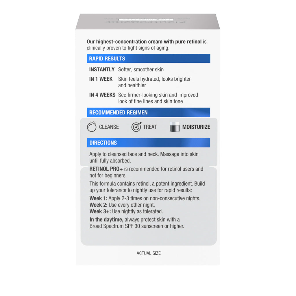 Buy now Neutrogena Retinol Pro+ Anti-Wrinkle Night Moisturizer, Rapid Wrinkle Repair, Anti-Aging Face & Neck Cream, Formulated without fragrance, parabens, dyes, & phthalates, Retinol, 1.7 oz at indiglob india