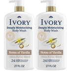 Ivory Body Wash, Deeply Moisturizing, 24hr Nourishing Hydration, Soothes Itchy Dry Skin, Made with Shea Butter Blend, Free of Dyes Heavy Perfumes Parabens & Phthalates, Oatmilk Scent, 27 oz