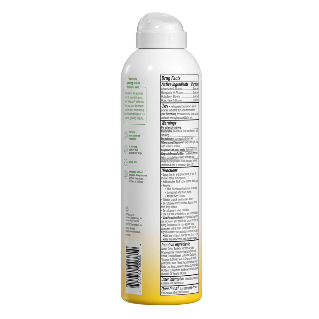 Buy now Alba Botanica Sensitive Sunscreen Spray for Face and Body, Fragrance-Free, Broad Spectrum SPF 50, Water Resistant, 5 fl. oz. Bottle at indiglob india