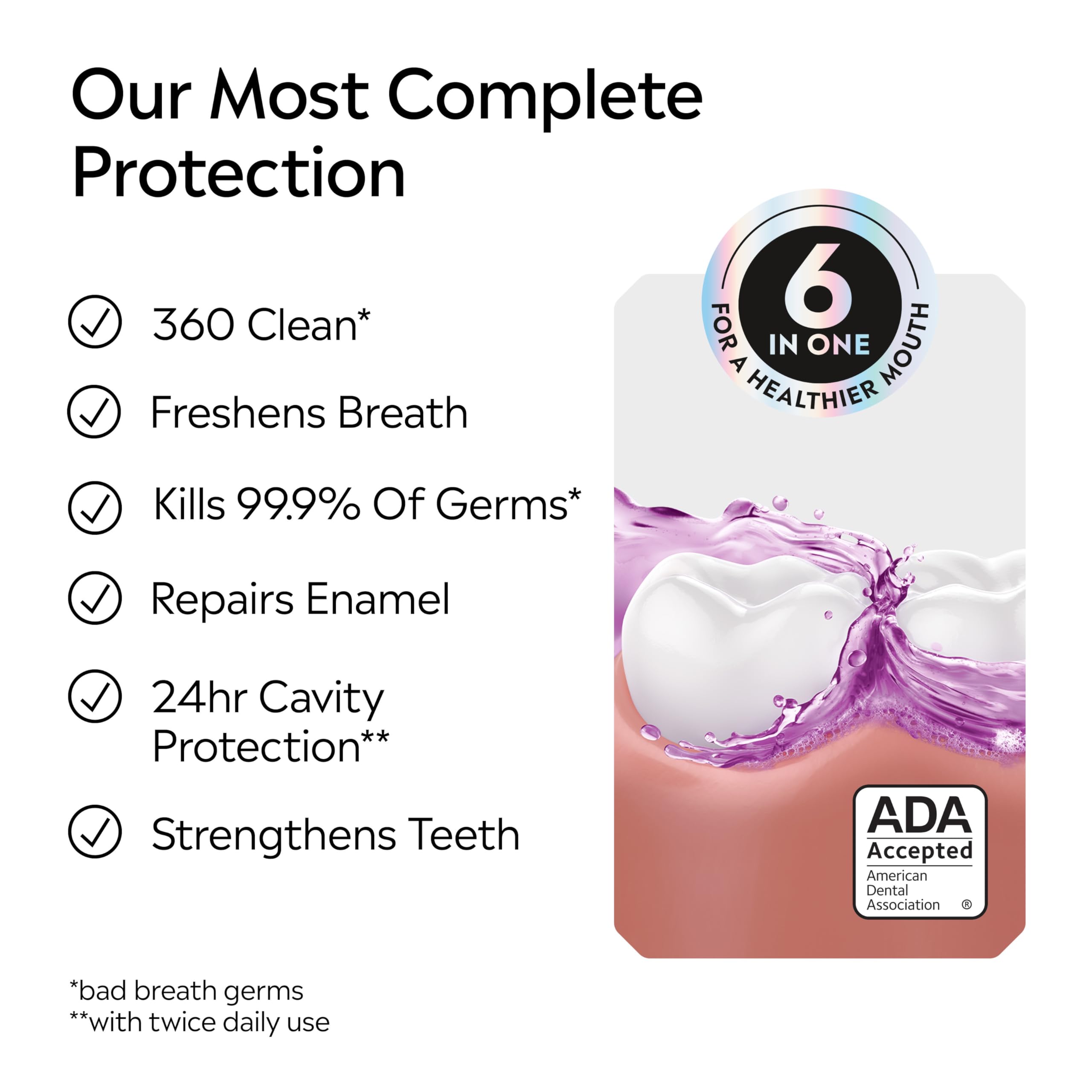 Buy now Listerine Total Care Intense Anticavity Fluoride Mouthwash, 6 Benefits in 1 Oral Rinse Helps Kill 99% of Bad Breath Germs, Prevents Cavities, Provides 360 Clean*, ADA-Accepted, Intense Mint, 1 L at indiglob india