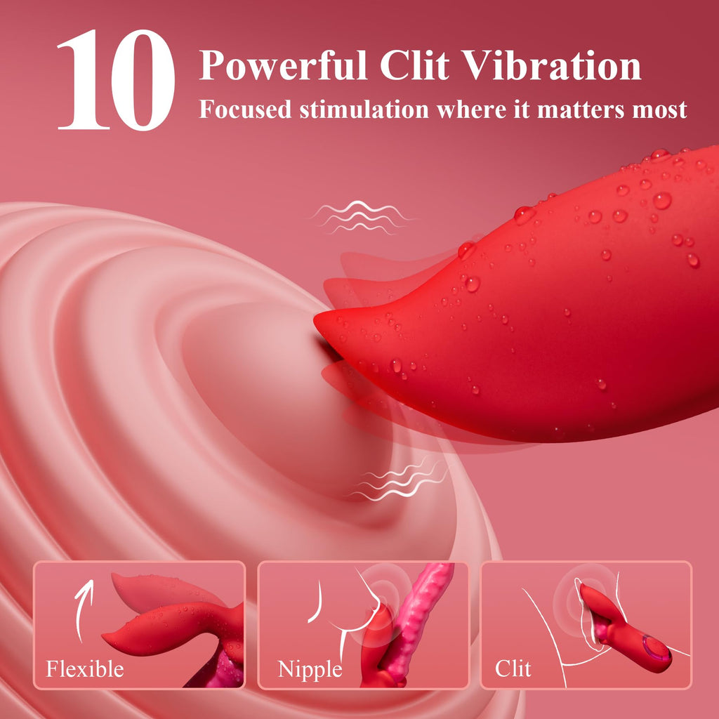 MOMONII Vibrator Sex Toys Dildo with Tongue Licking Wriggling Pleasure