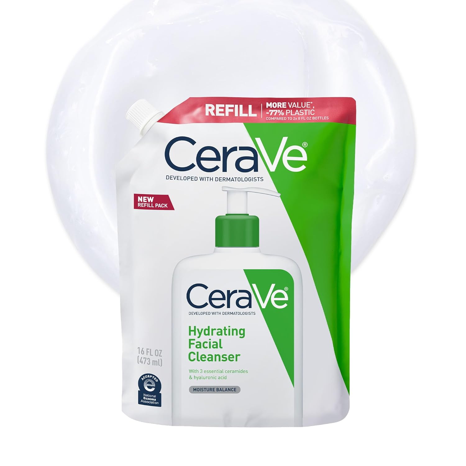 Buy now CeraVe Hydrating Facial Cleanser, Moisturizing Face Wash For Dry Skin, Hyaluronic Acid + Ceramides + Glycerin, Hydrating Cleanser For Normal To Dry Skin, National Eczema Association Certified 16 Fl Oz (Refill) at indiglob india