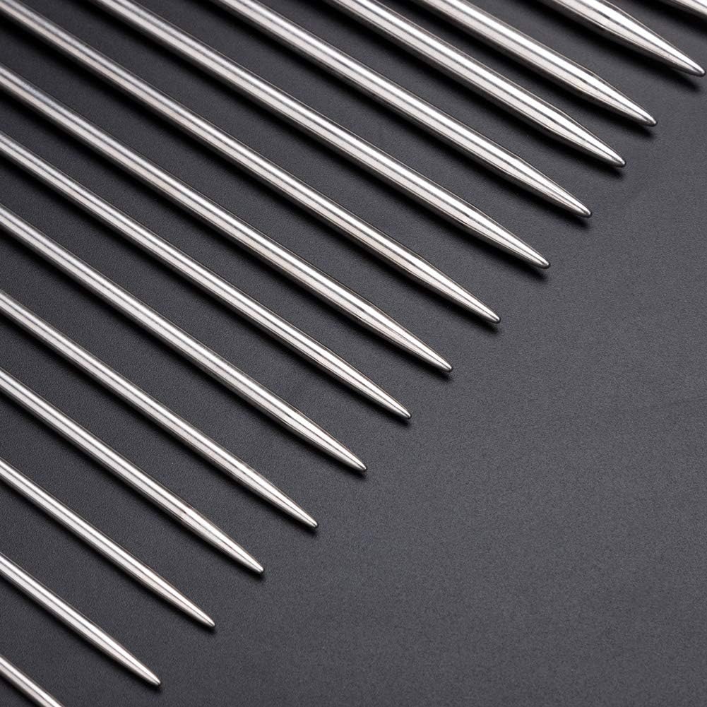 Buy now Knitting Needle Set, 22PCS 2mm(B)-8mm(L) Straight Single Pointed Stainless Steel Sweater Needles Set(11Pair-11 Size,9.8 inch) with Locking Stitch Makers Large-Eye Needles Measure Tape (36CM) at indiglob india