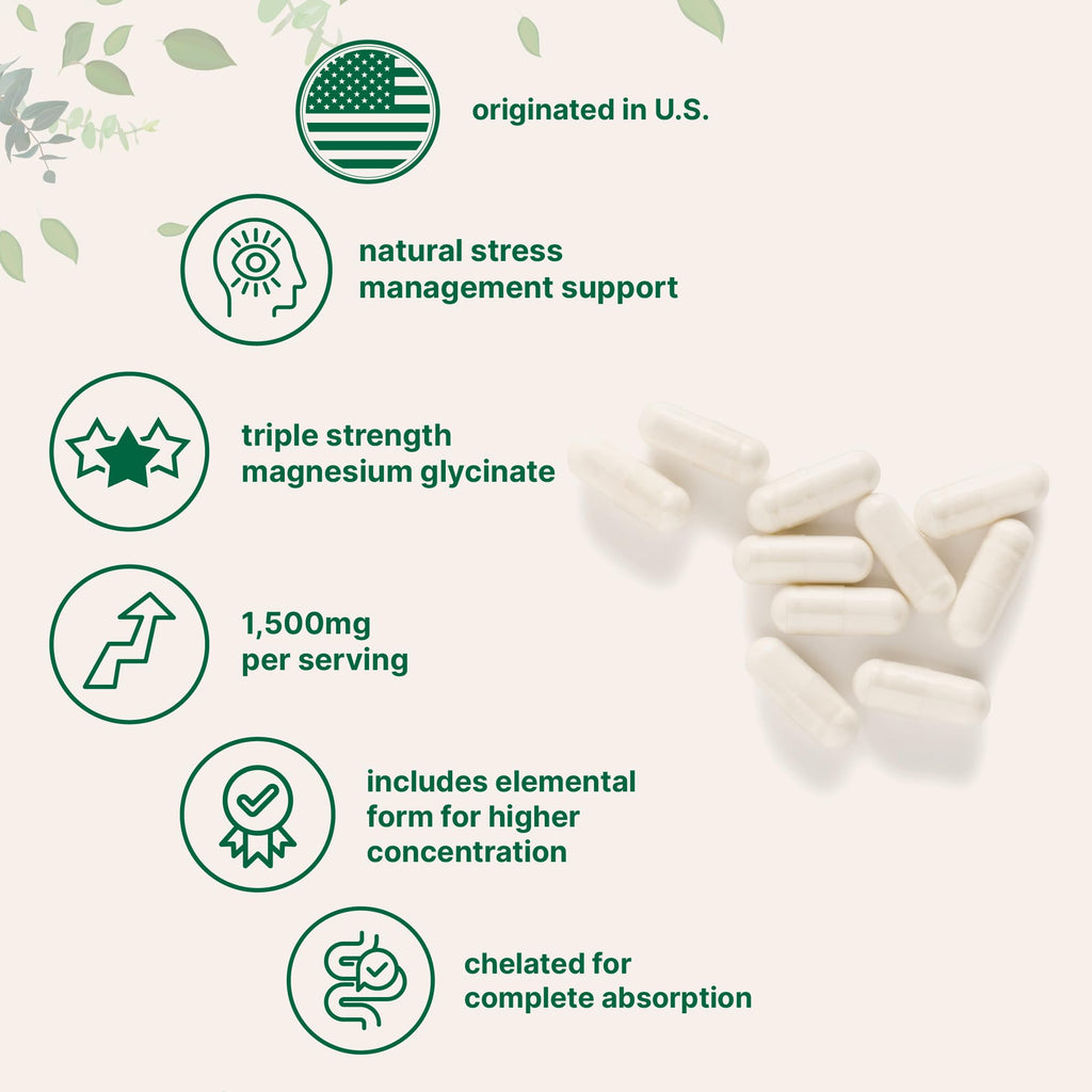 Triple Strength Magnesium Glycinate 1,500mg Per Serving, 240 Capsules | 500mg Per Capsule | Easily Absorbed Chelated Magnesium + Elemental Form | Healthy Muscle, Bones, & Mood Support | Non-GMO
