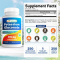 Best Naturals Potassium Gluconate 595 mg 250 Tablets (250 Count (Pack of 2))