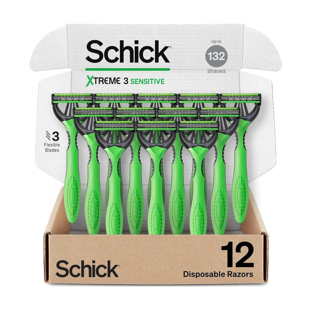 Schick Xtreme 3 Sensitive 3-Blade Disposable Razors for Men, 12ct