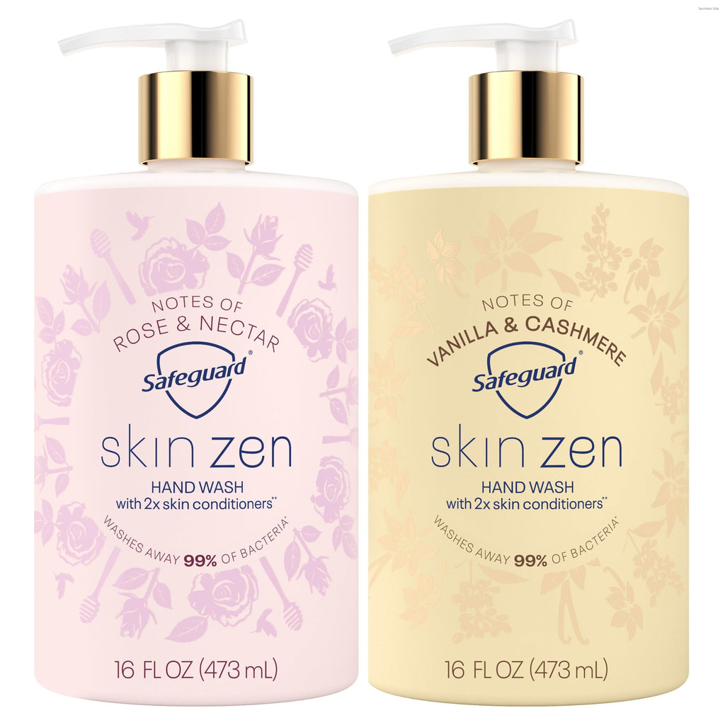Safeguard Liquid Hand Soap, Skin Zen, Washes Away 99% Bacteria, Made with Natural Moisturizers & 2X Skin Conditioners, Safeguarding Families, PH Balanced Formula, Vanilla & Cashmere Scent, 16 oz