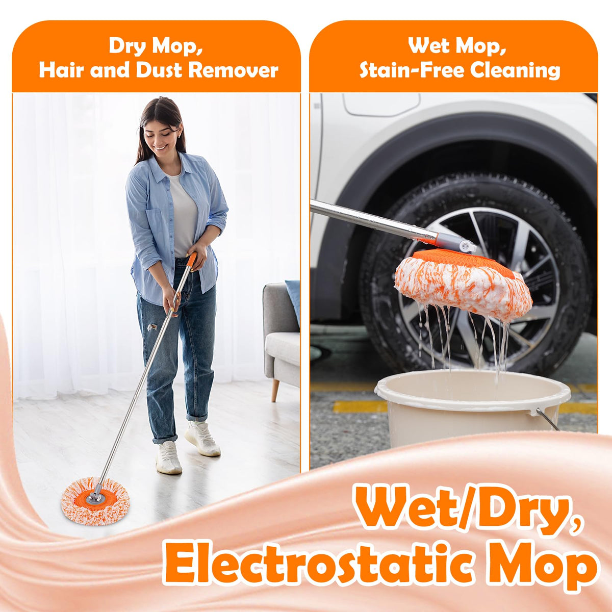 Keyloland Wall Mop, Primium 68” Wall Cleaner, High-Quality Baseboard Cleaner, Professional-Grade Baseboard Cleaner Tool with Handle, Superior Quality Dust Mop, Efficient cleaning tools