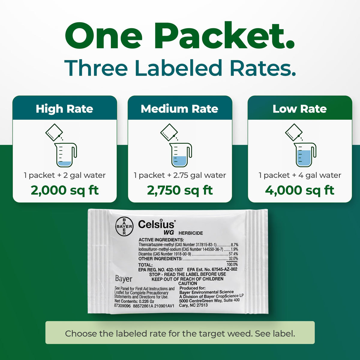 Celsius WG Herbicide 2-Pack with Bug And Blade Weed ID Card
