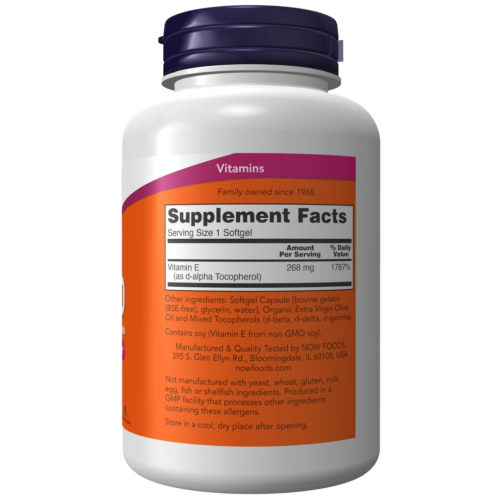 Buy now NOW Foods Supplements, Vitamin E-400 IU Mixed Tocopherols, Antioxidant Protection*, 250 Softgels at indiglob india