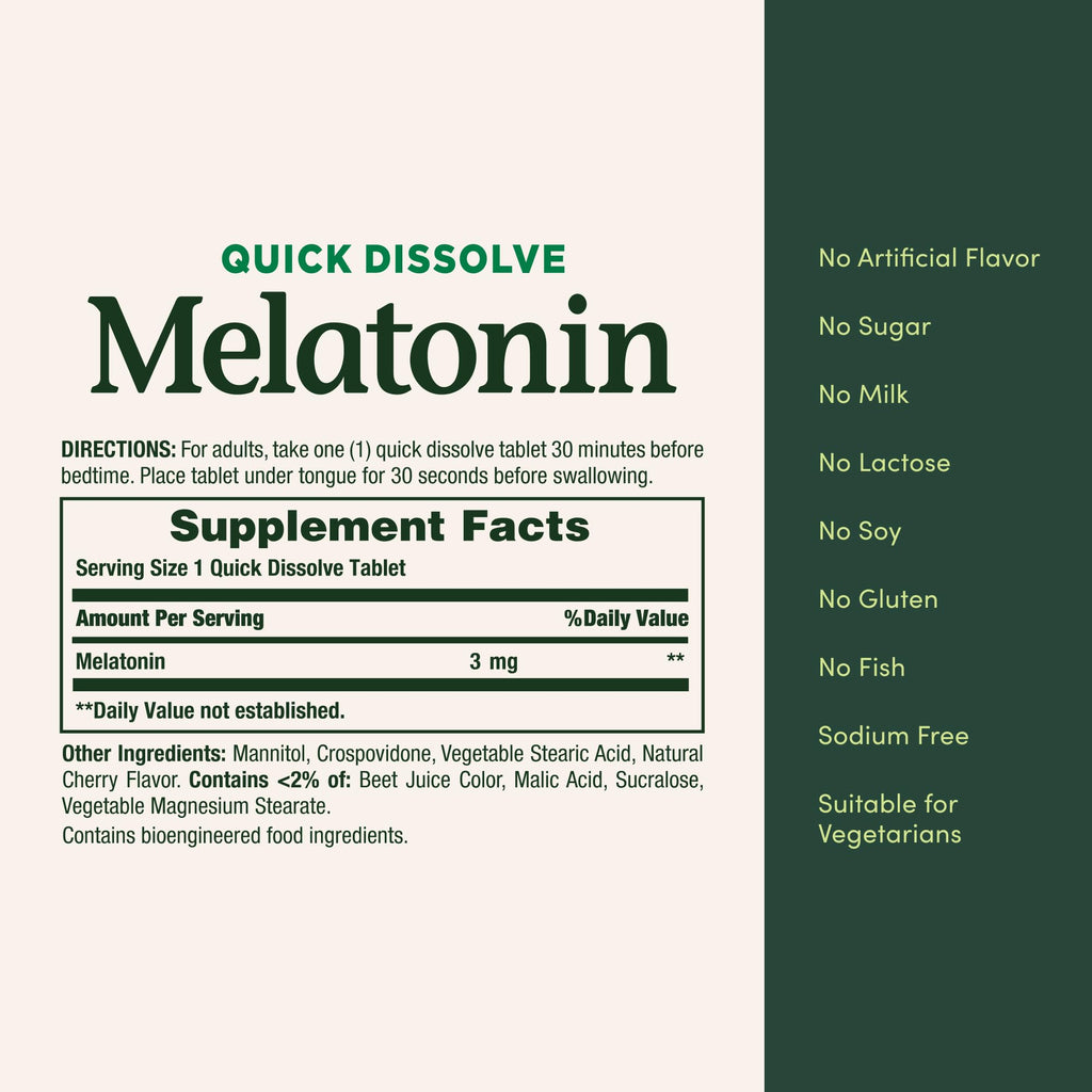 Nature's Bounty Melatonin, 3mg, 120 Quick Dissolve Tablets
