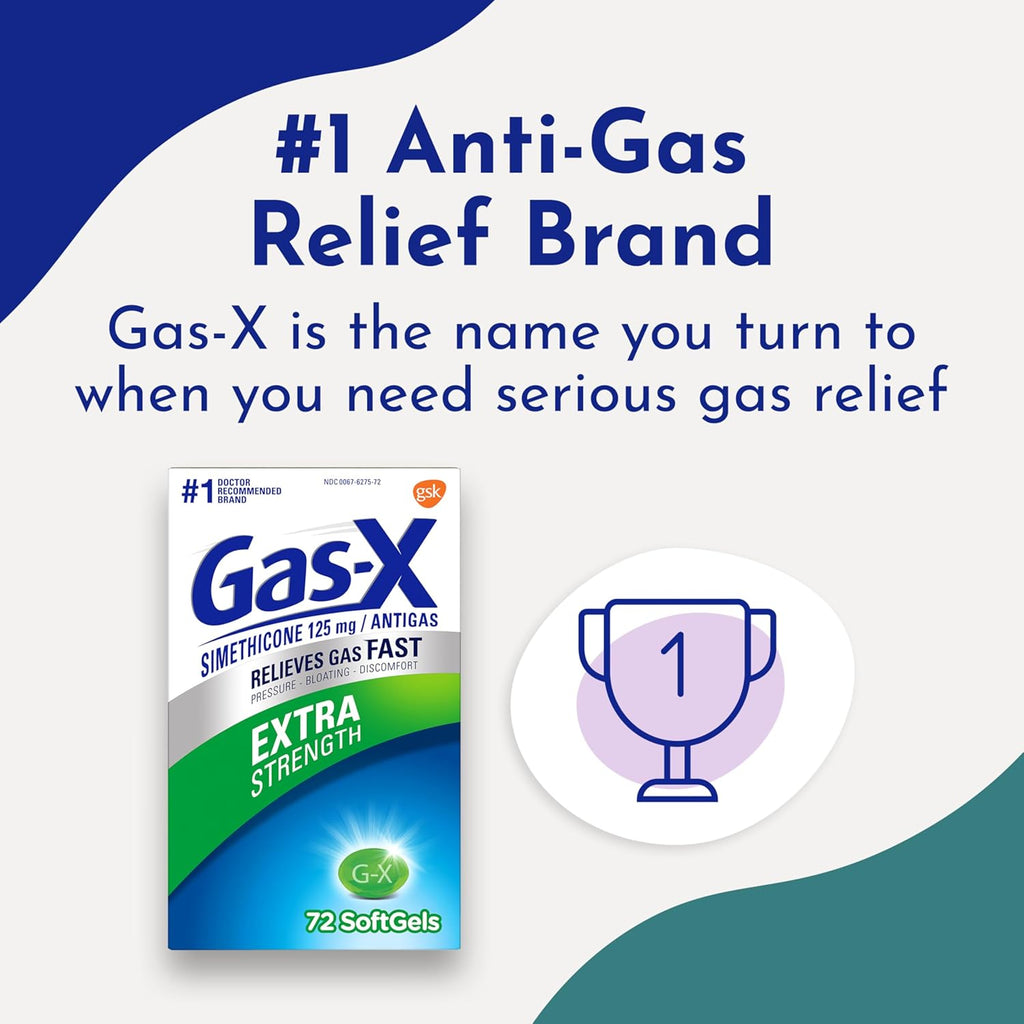 Buy now Gas-X Extra Strength Gas Relief Softgels with Simethicone 125 mg for Bloating Relief - 72 Count at indiglob india