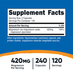 Nutricost Magnesium+ Extra Strength 420mg, 240 Capsules - 120 Servings. Magnesium Oxide and Glycinate - Non-GMO, Gluten Free, Vegan Friendly (Pack of 2)
