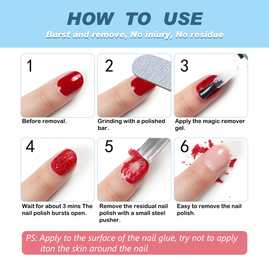 Gel Nail Polish Remover, (2pcs) Gel Polish Remover for Nails, No Need for Foil, Quick & Easy Polish Remover In 2-3 Minutes, No Need Soaking Or Wrapping-15ml