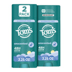 Tom’s of Maine Unsecented Aluminum Free Natural Deodorant, 3.25 oz (2 Pack) | No Artificial Fragrances, Dyes, or Preservatives, Baking Soda Free, 48-Hour Odor Protection