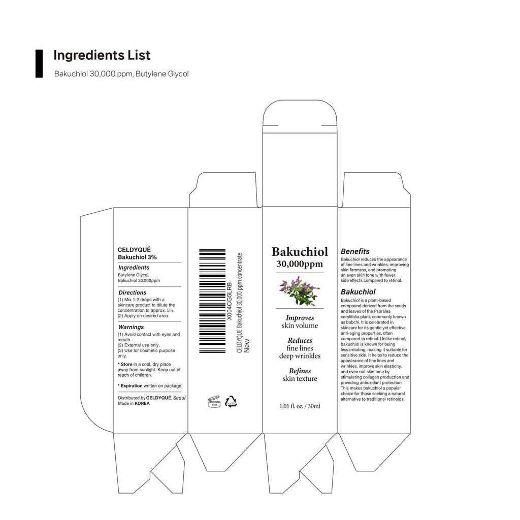 Korean Bakuchiol Concentrate DIY Mix-in Serum 30,000 ppm - High Potency Retinol Alternative | Wrinkle Reduction Skin Firming & Smoothing - Anti-Aging Sensitive Skin Vegan & Cruelty-Free Non-GMO 1 oz