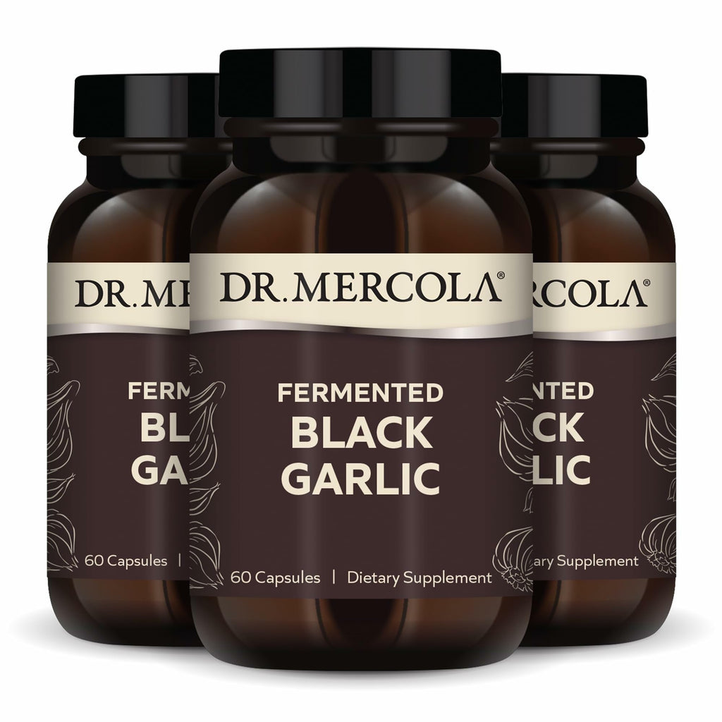 Dr. Mercola Fermented Black Garlic, 60 Capsules (30 Servings) | Supports Immune, Cellular, and Heart Health, with S-Allyl-Cysteine Antioxidant, Non-GMO, Gluten-Free, and Soy-Free