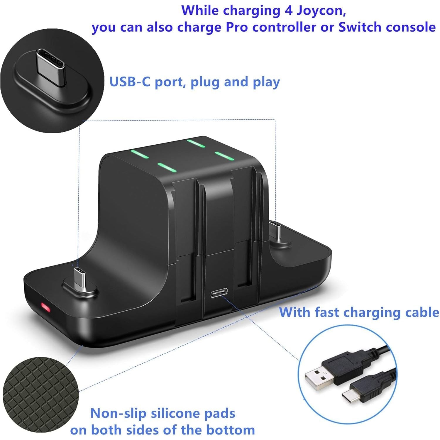 Buy now Upgraded Controller Charger Dock Station for Nintendo Switch Pro Controller and Joy con, FANPL 6-in-1 Charging Stand for Switch & OLED Model & Lite with Charging Indicator and Type C Charging Cable at indiglob india