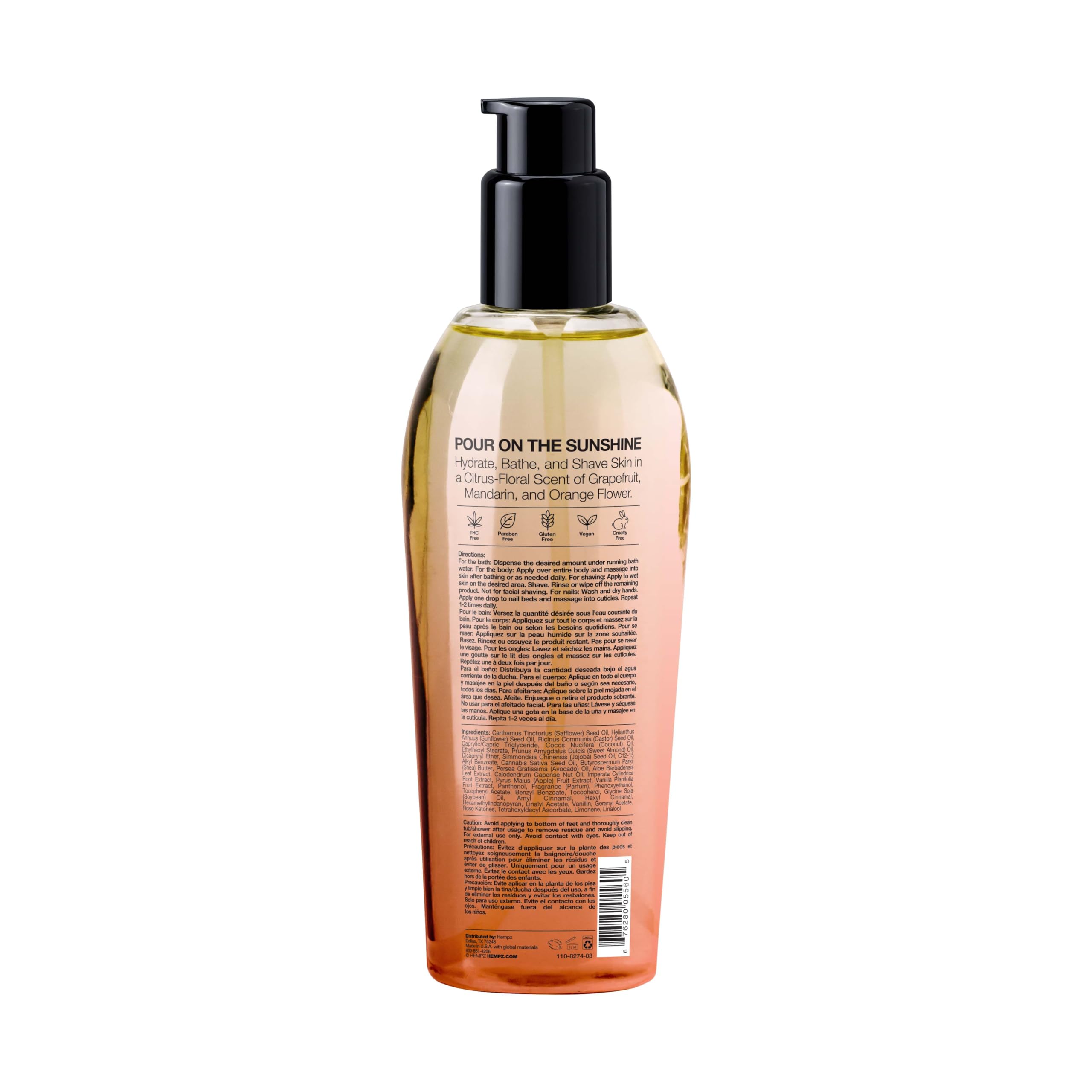 Hempz Sweet Pineapple & Honey Melon Multi-Purpose Body Oil - 6.76 Fl Oz | Pineapple & Honey Melon Extracts, Hemp Seed Oil for Dry Skin, Coconut Oil, Multi-Purpose for Bath, Skin & Shaving