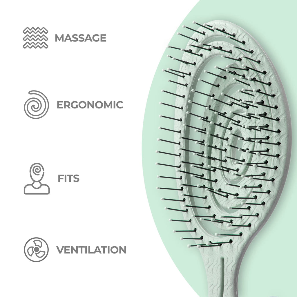 Buy now Ninabella Detangle Hair Brush for Women & Men - Does not Pull - Straightening Brushes for Straight & Curly Hair - Unique Spiral Detangling Hairbrush - Green at indiglob india