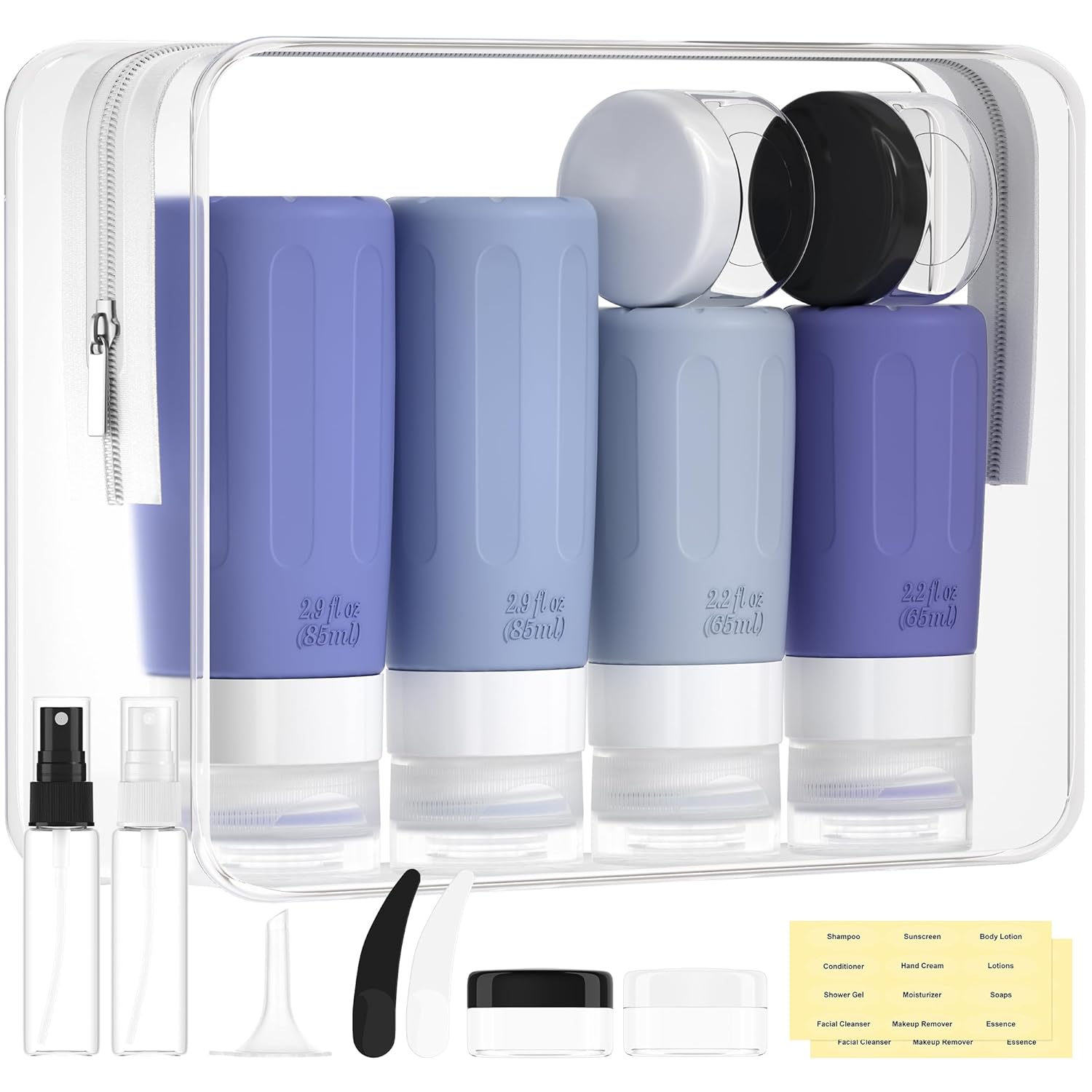 Buy now Morfone 16 Pack Silicone Travel Bottles Set for Toiletries TSA Approved Travel Containers Leakproof Squeezable Refillable Accessories 2oz 3oz Travel Essentials for Shampoo Lotion Liquids (BPA Free) Blue at indiglob india