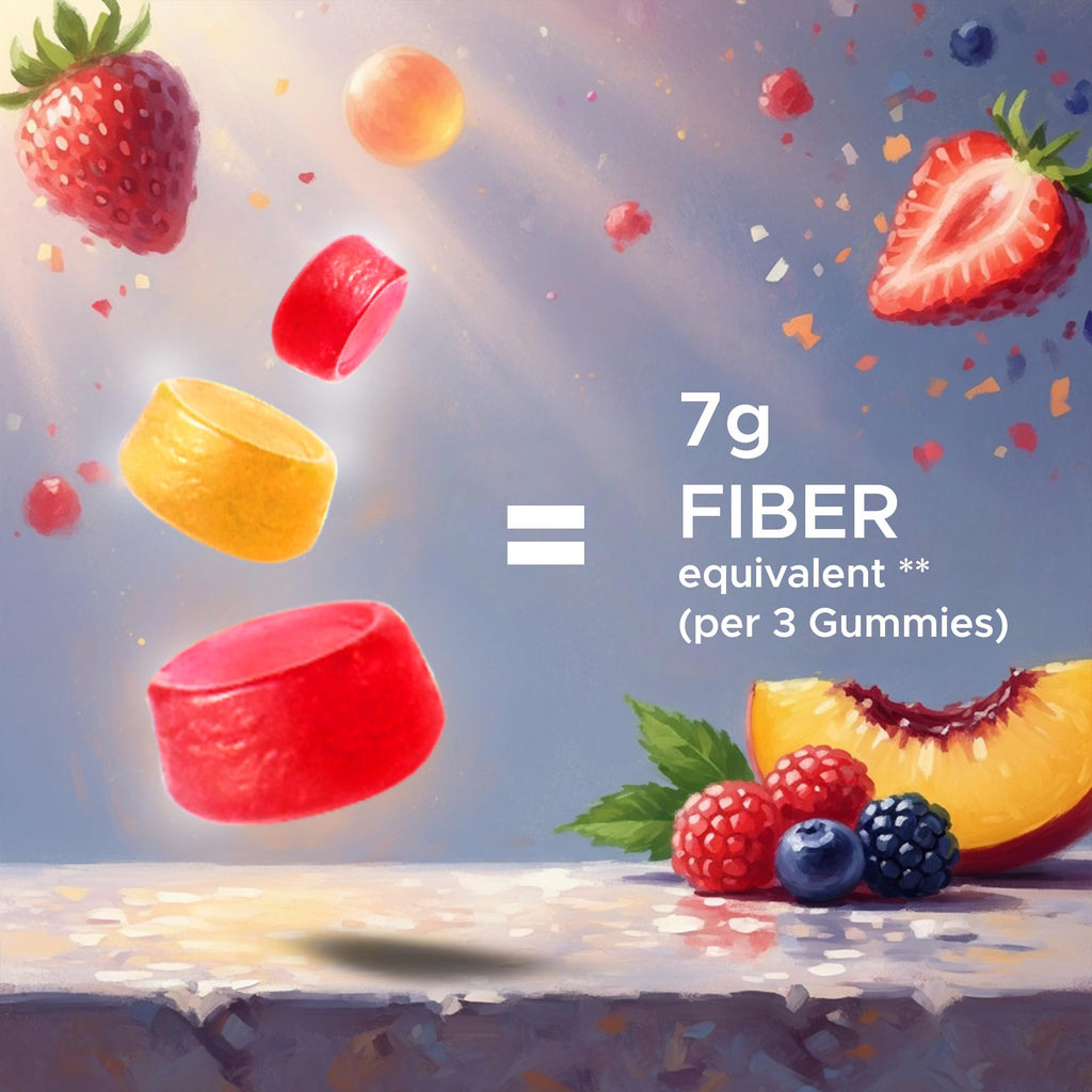 Vitamatic Prebiotic Fiber Gummies for Adults, 7G Extra Strength, Zero Sugar Added, 240 Pectin Based Gummies, Digestive Health & Regularity Support (Pack of 2)
