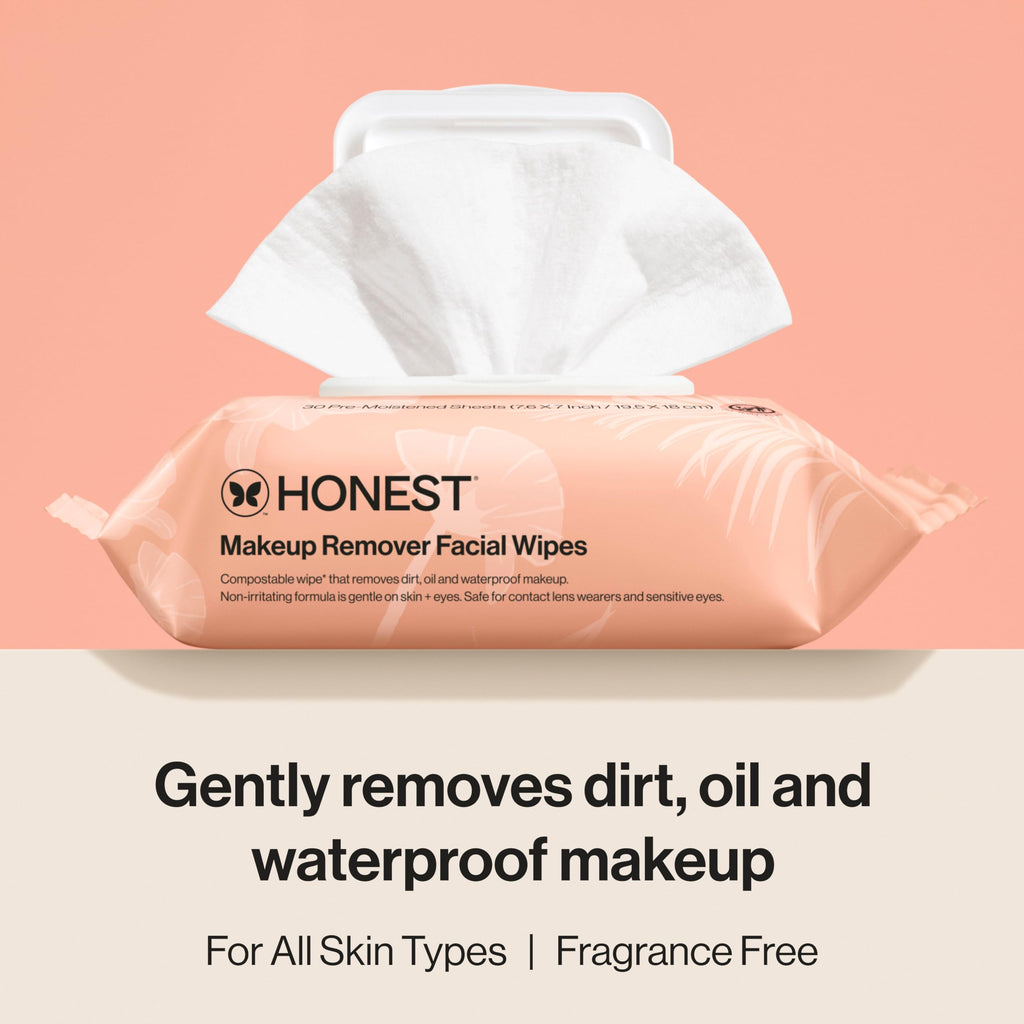 Honest Beauty Cleansing Makeup Remover Facial Wipes, Fragrance-Free, 90ct