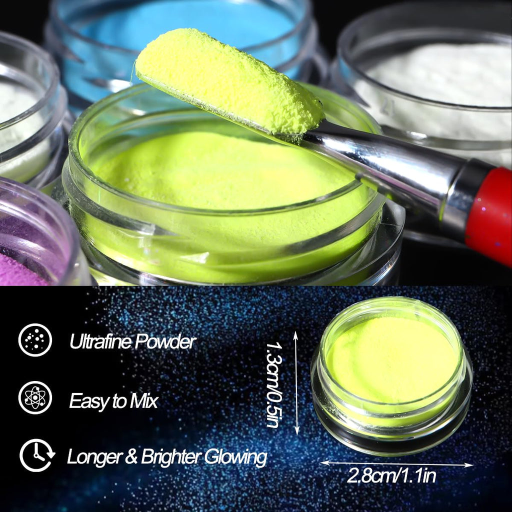 Glow in The Dark Pigment Powder,12 Colors Luminous Iridescent Acrylic Nail