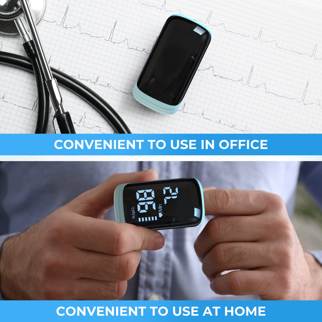 Finger Pulse Oximeter, Fingertip Blood Oxygen Saturation with Pulse Monitor Rechargeable, Accurate Spo2 Reading for Home, Outdoor Sports，Blue
