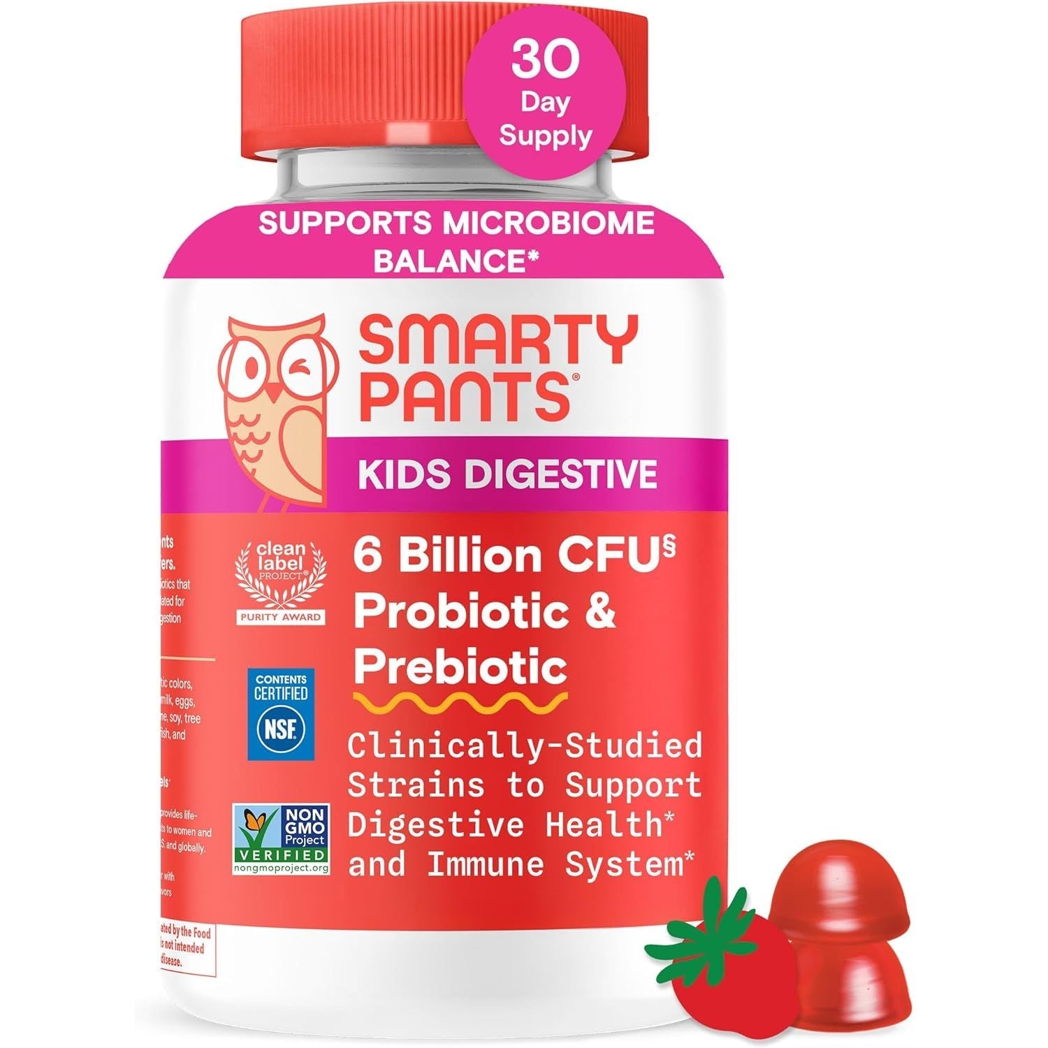 Buy now SmartyPants Kids Probiotic & Prebiotic Gummies for Digestive Health: Gut Health Supplement, Clinically Studied Prebiotic for Immune Support, Strawberry, 60 Count (30 Day Supply) at indiglob india