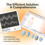 360pcs of short almond nail tips in 15 sizes, flexible, strong, and stain-resistant. Order online for quick delivery.
