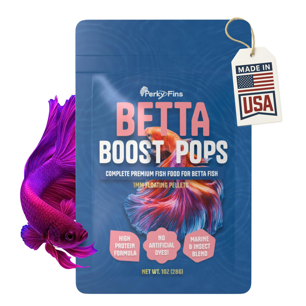 Betta Boost Pops | High-Protein Betta Fish Food Pellets Made in USA | Marine & Insect Protein | Floating & Slow-Sinking | Premium Freshwater Aquarium Fish Food 1oz