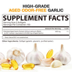 Odorless Aged Garlic Extract - 2-Year Aged Garlic Supplement for Heart Health & Immune Support - Natural Antioxidant Formula, Non-GMO, Gluten-Free - 300 Softgels (150-Day Supply)