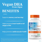 Buy now Doctors Best Vegan DHA from Algae, Supports Brain & Cardiovascular Health, Non-GMO, Gluten Free, Soy Free, Vegan 60 Veggie Softgels at indiglob india