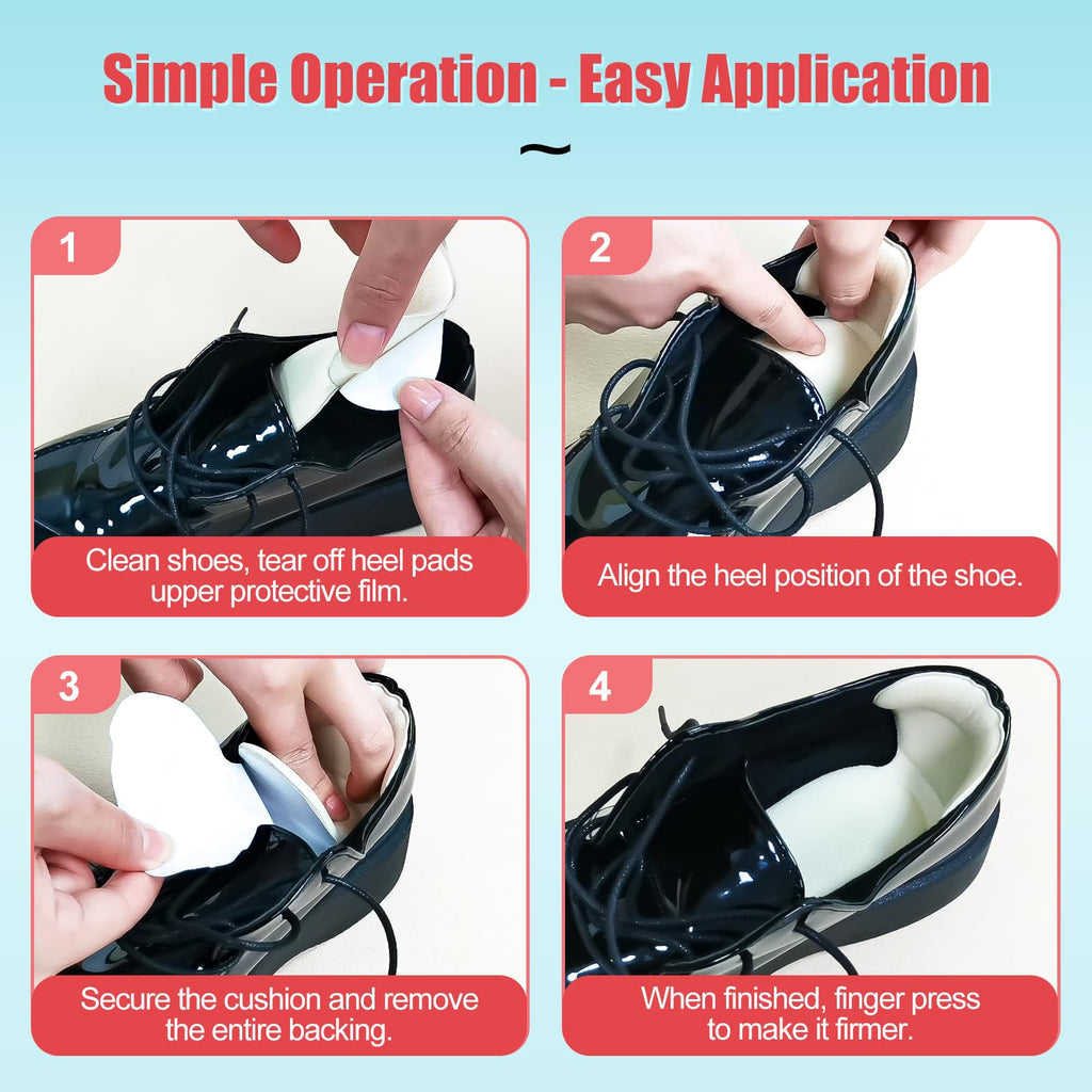 PHIXBEAR Heel Pads for Too Big & Loose Shoes, Heel Pain Relief, 4 Pairs