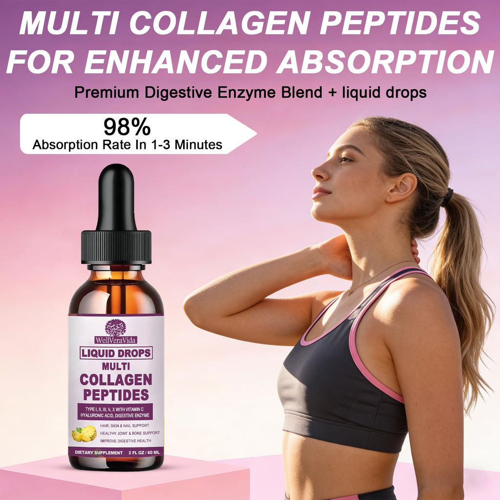 Liquid Collagen for Women & Men, Multi Hydrolyzed Collagen Peptides