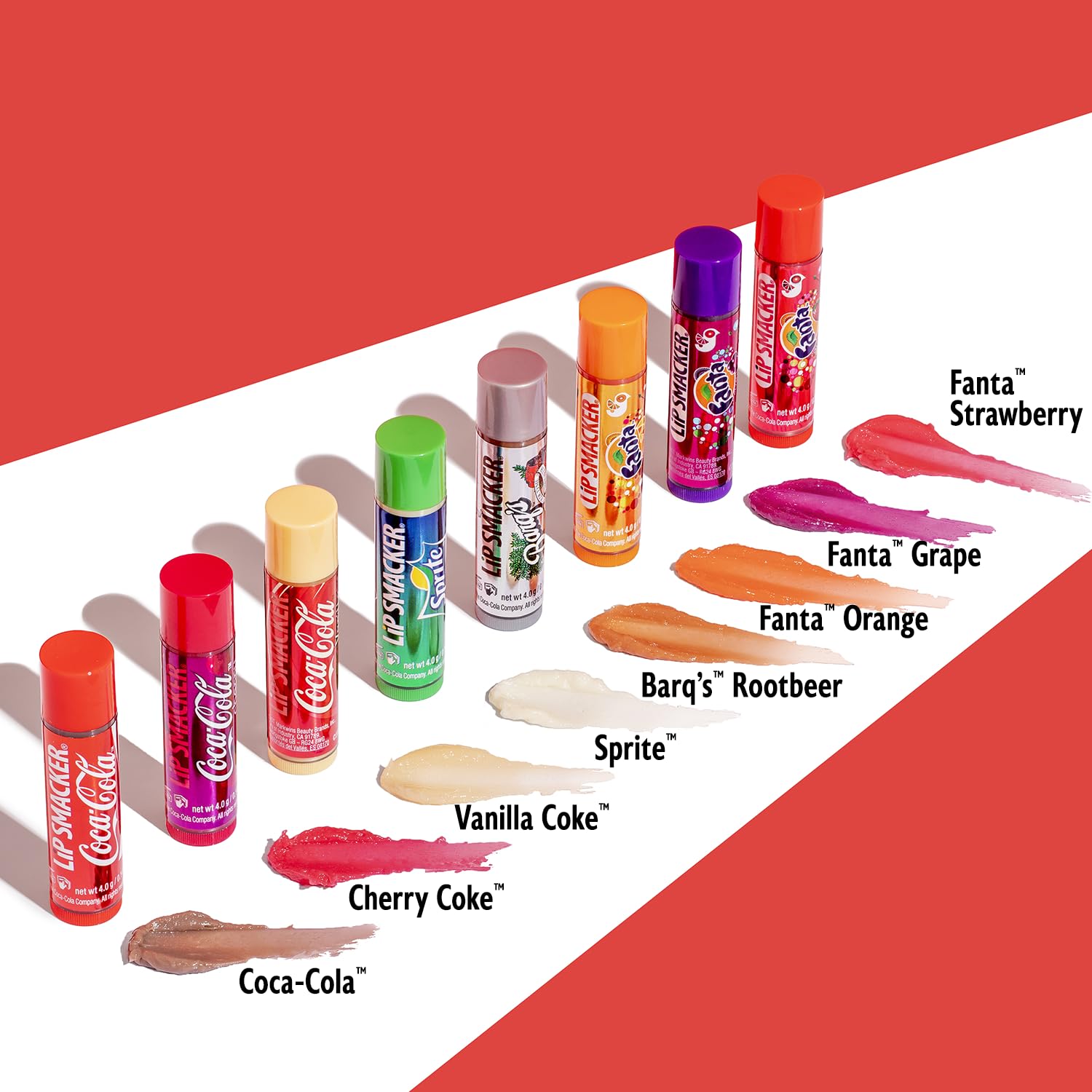 Buy now Lip Smacker Coca-Cola Flavored Balm, 8 Count, Flavors Coke, Cherry Vanilla Sprite, Root Beer, Orange Fanta, Grape Strawberry Fanta at indiglob india