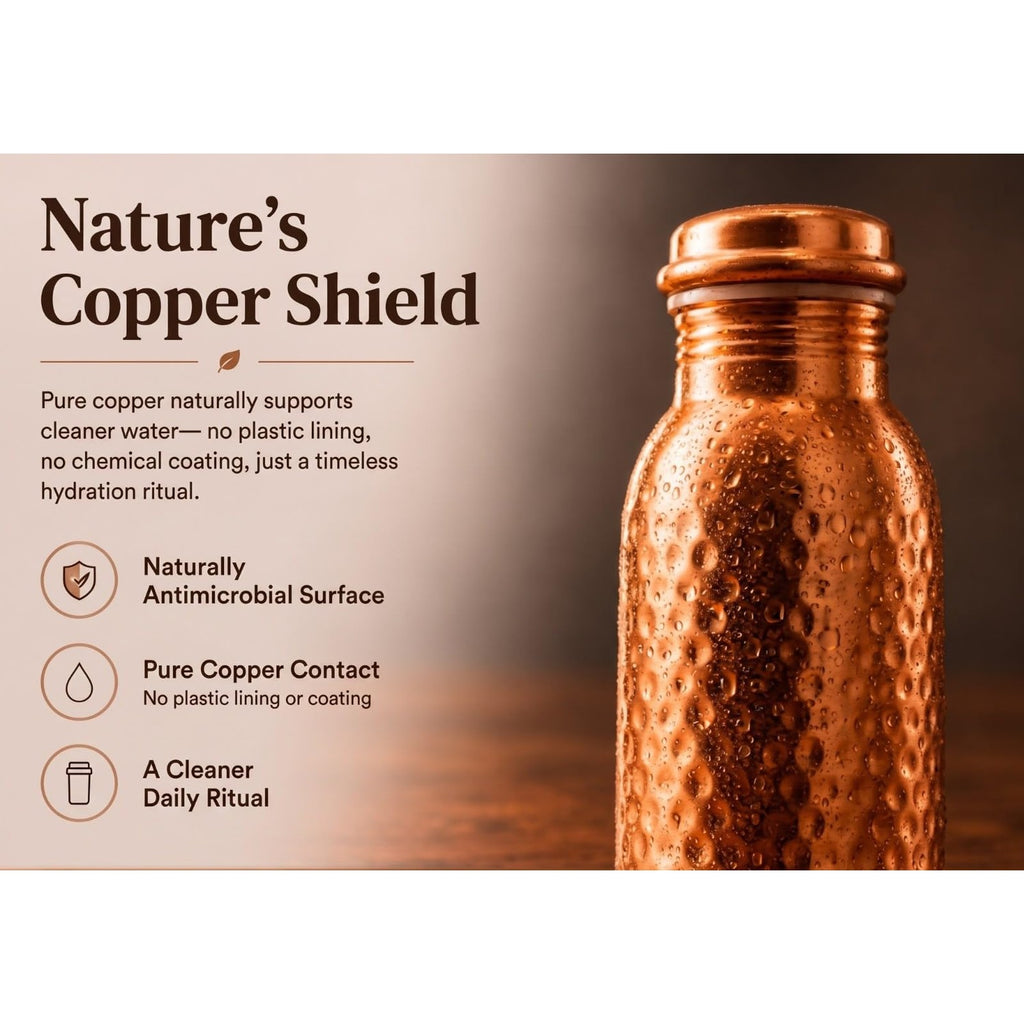 CLEO HOME 100% Pure Copper Water Bottle for Drinking, 34 Oz Hammered Ayurvedic Copper Bottle for Drinking Water | Leak-Proof & Eco-Friendly | For Yoga, Office, Travel with Canvas Carry Bag & Brush