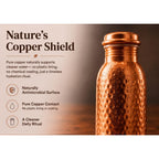 CLEO HOME 100% Pure Copper Water Bottle for Drinking, 34 Oz Hammered Ayurvedic Copper Bottle for Drinking Water | Leak-Proof & Eco-Friendly | For Yoga, Office, Travel with Canvas Carry Bag & Brush