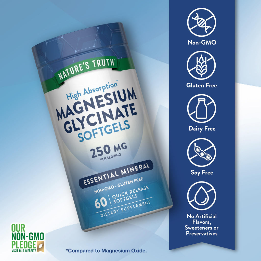 Nature's Truth Magnesium Glycinate Softgels | 250mg | 60 Pills