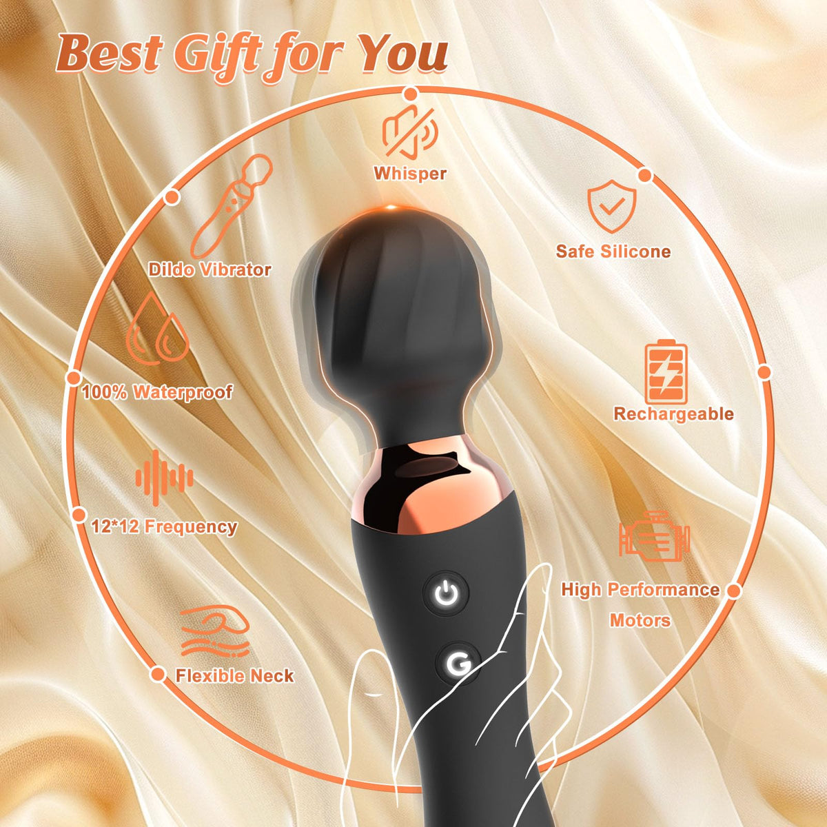 Dual-Ended Wand Vibrator, Dildo Vibrators Adult Sex Toys for Women