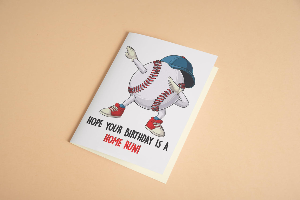 Hope Your Birthday Is A Home Run Card - Baseball Birthday Card - Card For Son Brother Boyfriend - Funny Baseball