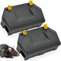 Rat Bait Station Outdoor with Key, Tamper-Resistant Rodent Bait Station, Weather-Resistant Outdoor Bait Box for Indoor Use, 2 Pack (Bait Not Included)