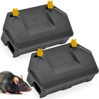Rat Bait Station Outdoor with Key, Tamper-Resistant Rodent Bait Station, Weather-Resistant Outdoor Bait Box for Indoor Use, 2 Pack (Bait Not Included)